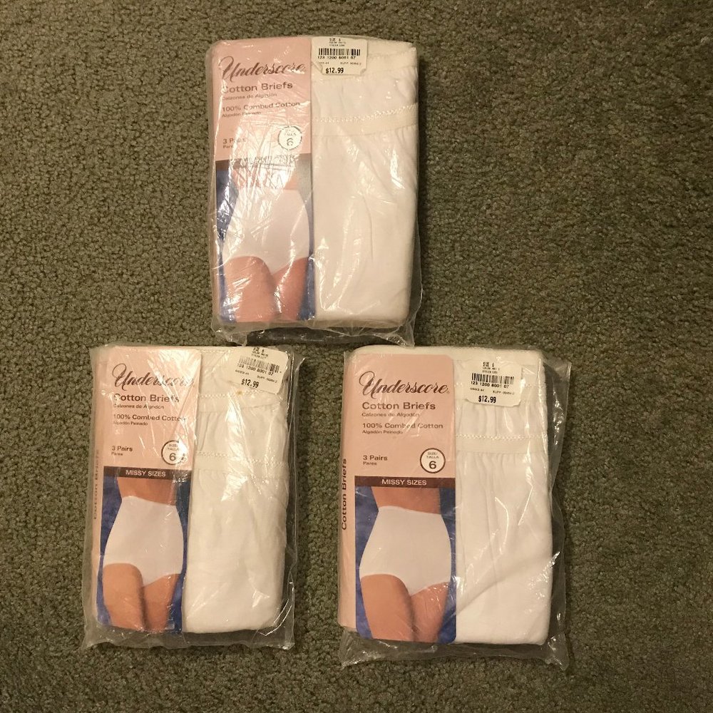 100% Cotton Briefs – Size 6 – 3 Factory‑Sealed Packs (9 Total)